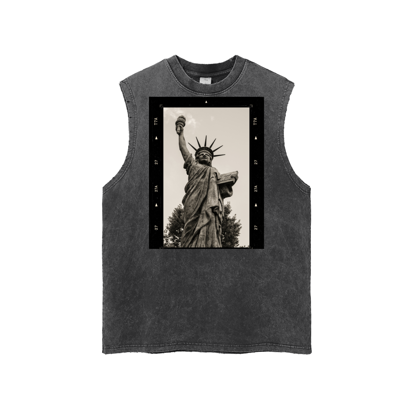 ATL // LIBERTY Snow Washed Frayed Hem Tank Top